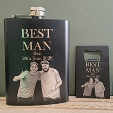 Load image into Gallery viewer, Personalised Engraved 8oz Black Hip Flask