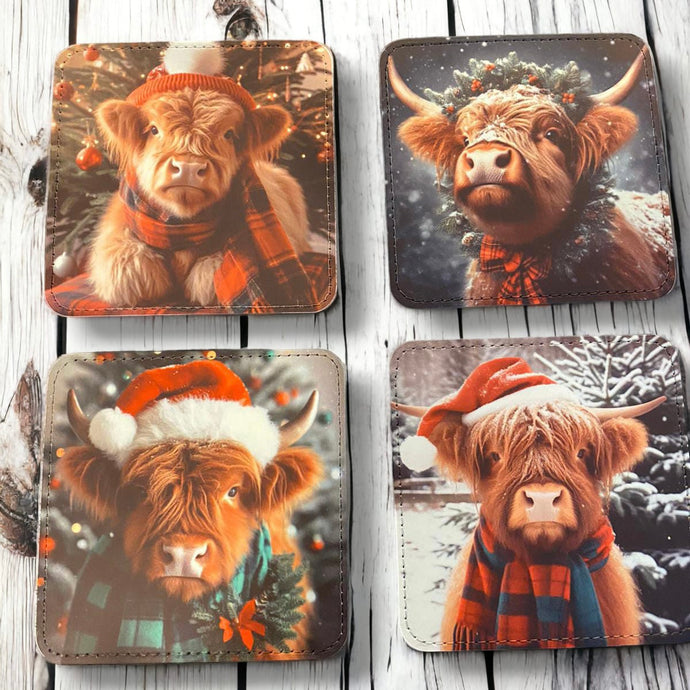 Highland Cow set of 4 coasters