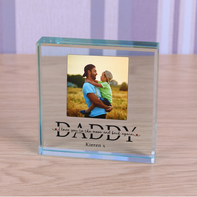 Daddy Love You to the Moon Glass Token