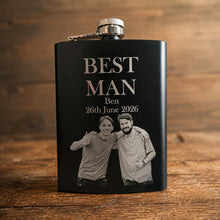 Load image into Gallery viewer, Personalised Engraved 8oz Black Hip Flask