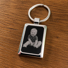 Load image into Gallery viewer, Engraved Metal Keyring - any photo or text personalised