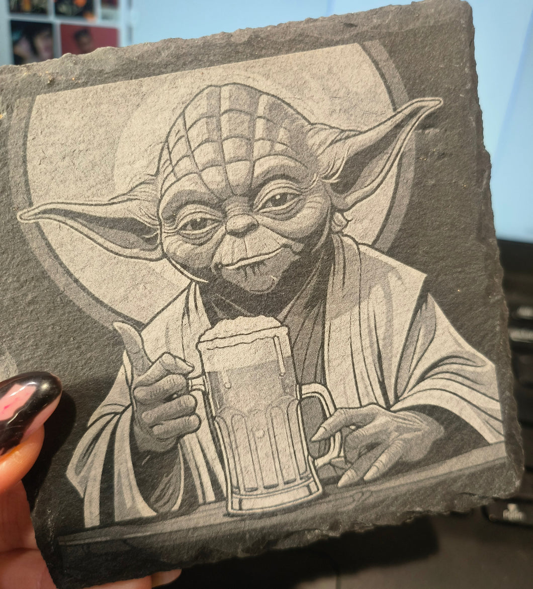Yoda Engraved Slate Coaster