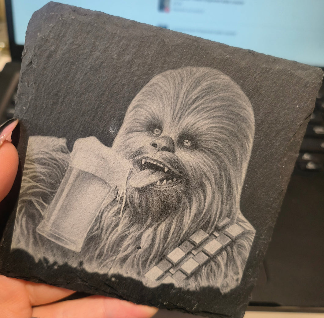 Chewbacca engraved slate coaster