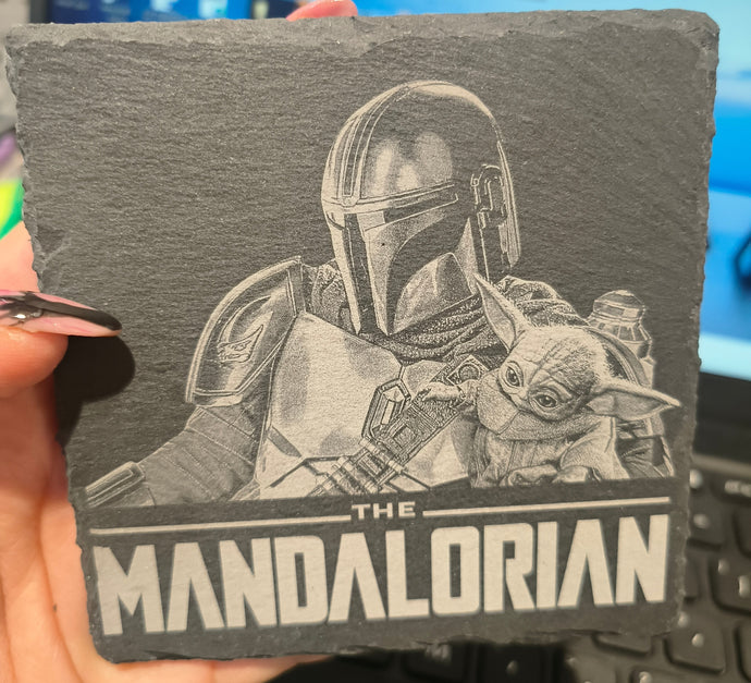 Mandalorian Star Wars Engraved slate coaster