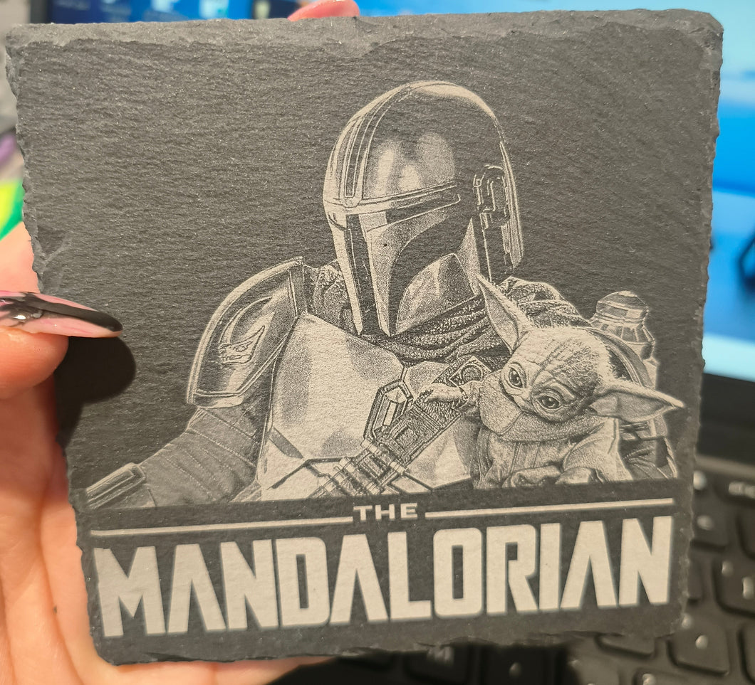 Mandalorian Star Wars Engraved slate coaster