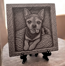 Load image into Gallery viewer, 3D Pet Effect Engraved Slate Tile with stand