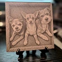 Load image into Gallery viewer, 3D Pet Effect Engraved Slate Tile with stand